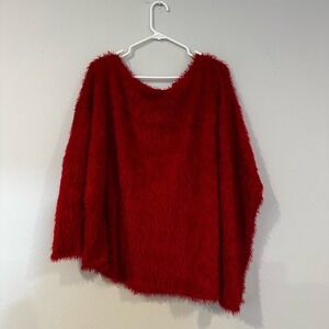 Women's size 2X fuzzy red long sleeve sweater, perfect for the upcoming holidays